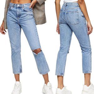 TOPSHOP Chicago Crop Slim Straight Jea…